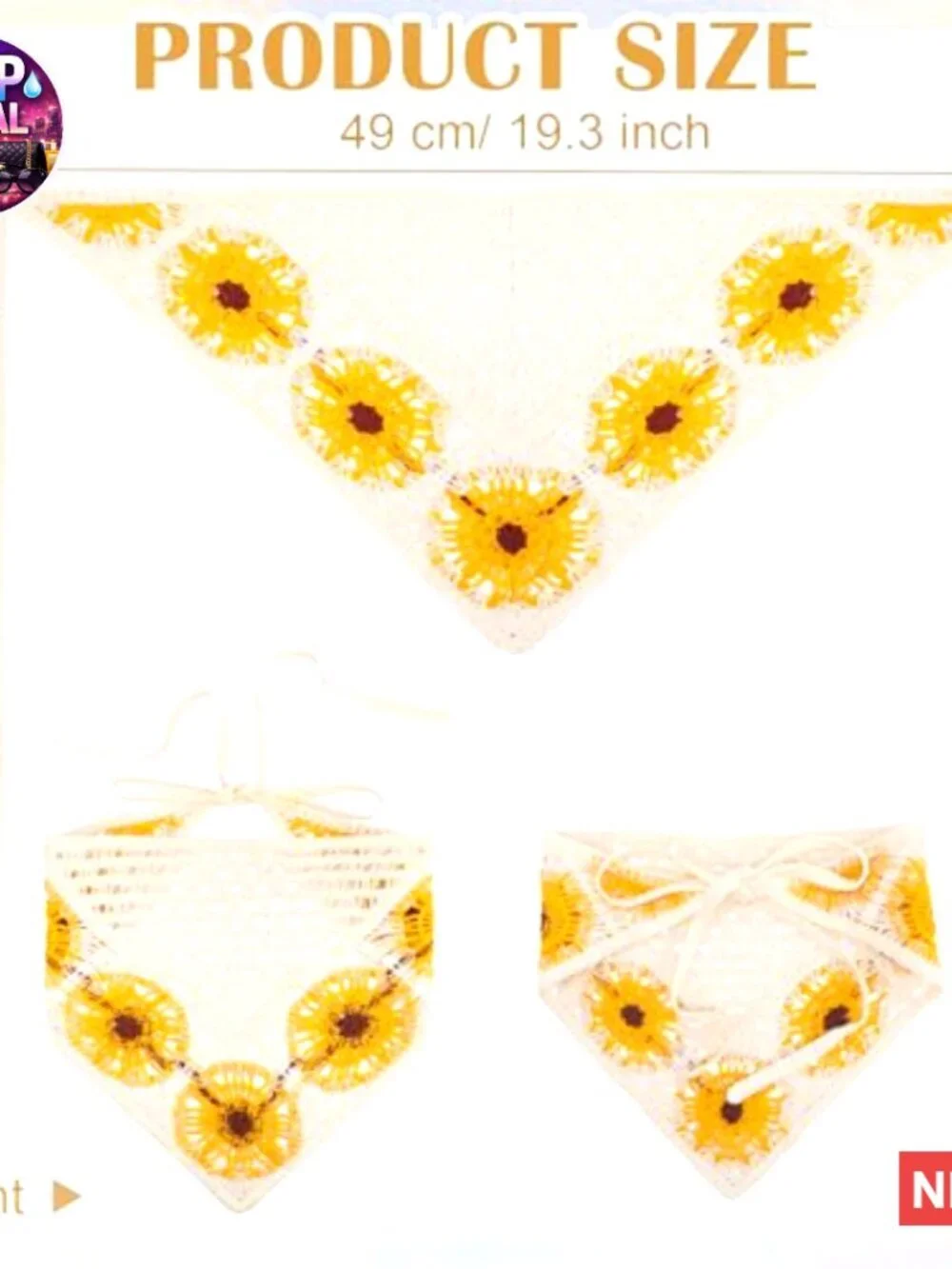 Polyester Crochet Bandanas Headband Scarf Vintage Hair Accessories